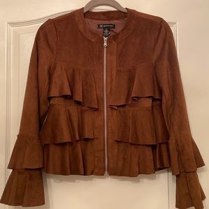 Faux Suede Ruffle Jacket